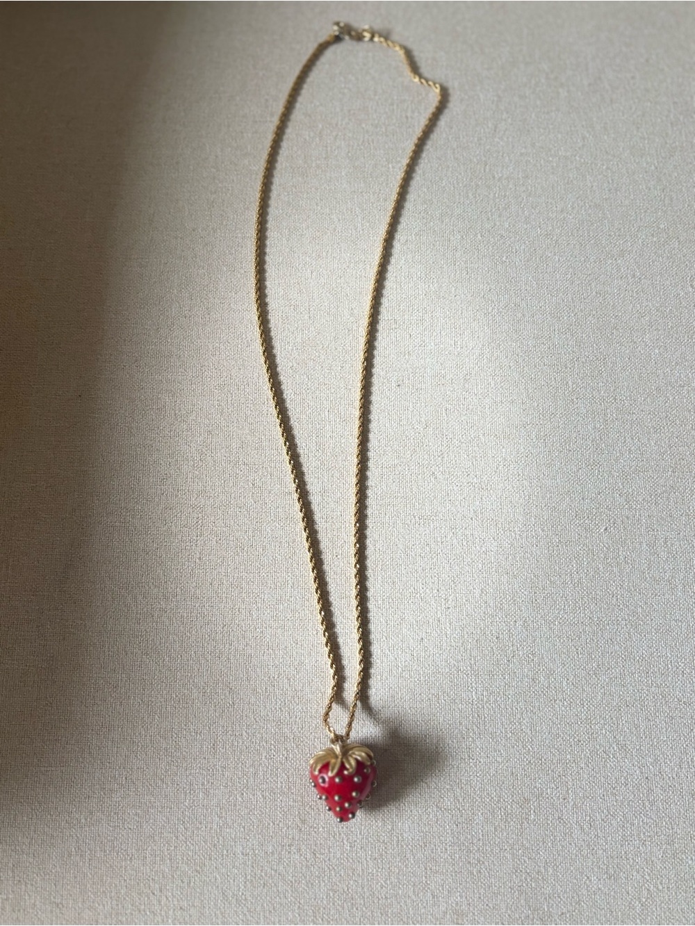 Kenneth Jay Lane Gold-Tone Chain with Red Strawberry Pendant - Picture 3 of 7